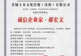 荟铖方舟文化传媒（沈阳）有限公司董事长郝宏文被评定为《3A中国诚信企业家》